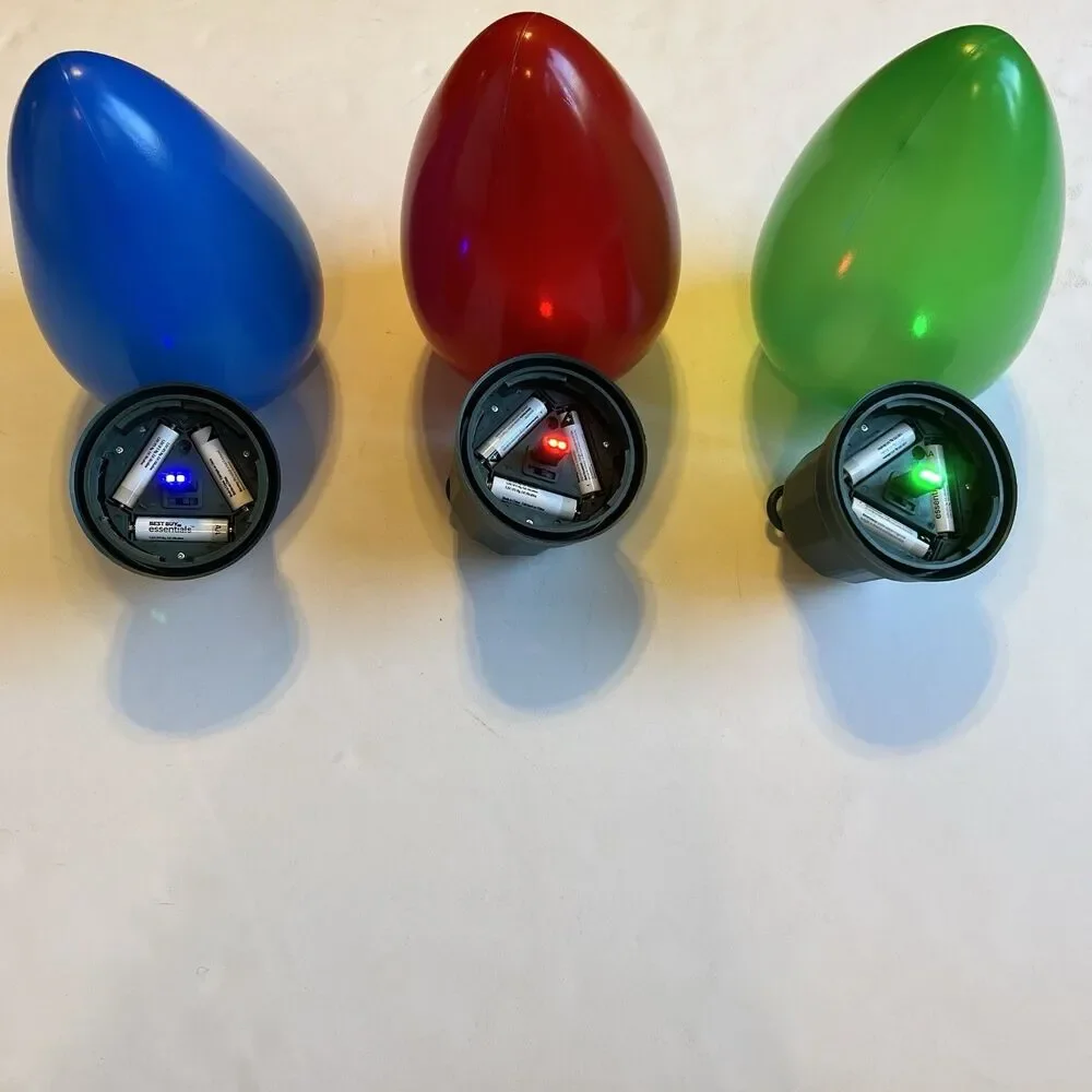 Large 13” Blow Mold Bulb Light LED Holiday Jumbo Christmas Ornaments Set Of 3